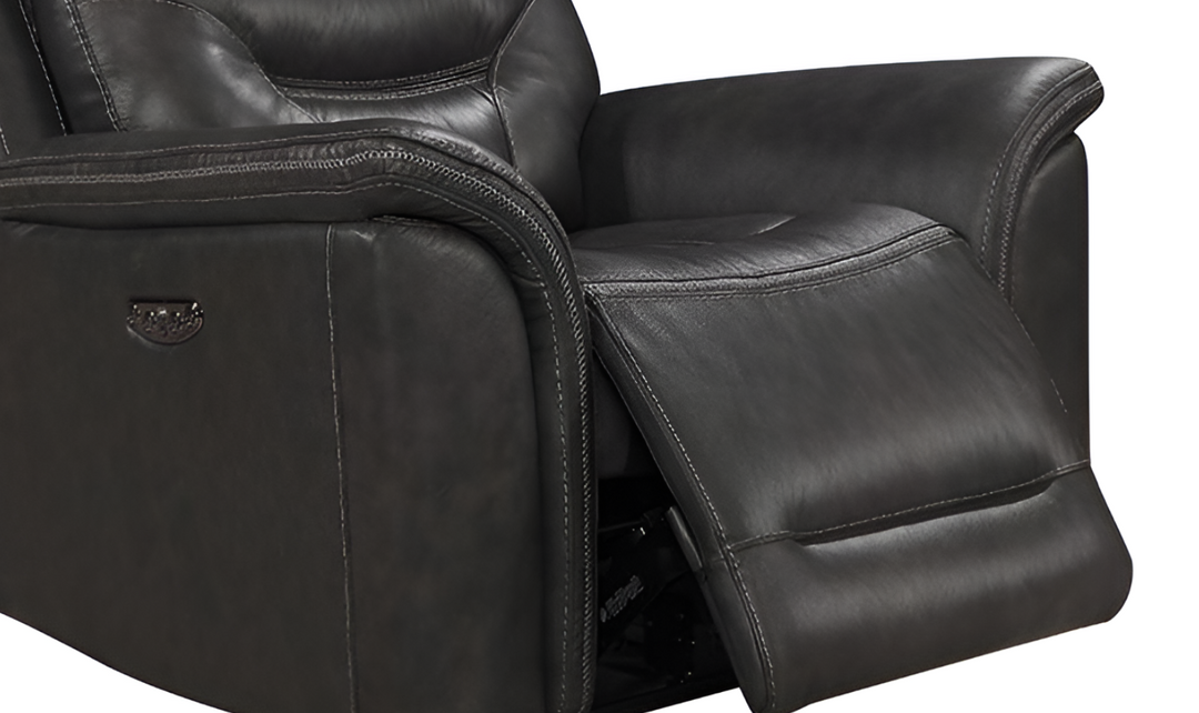 Bullard Gray Leather Chair with USB Charging Ports-Jennifer Furniture