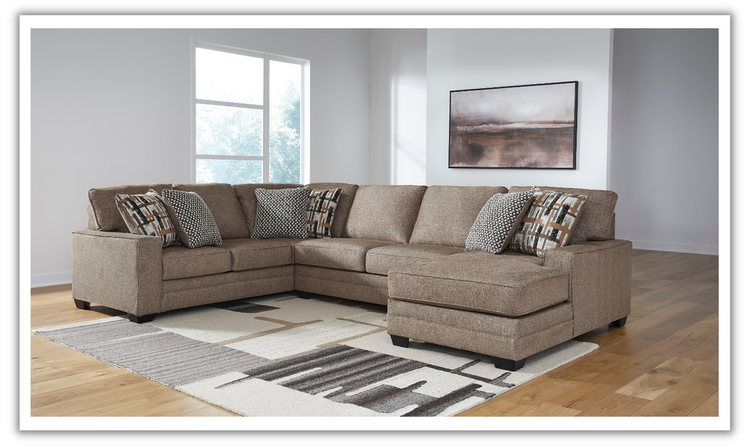 Cannonbrook 3-Piece Sectional with Chaise in Nutmeg-Jennifer Furniture 