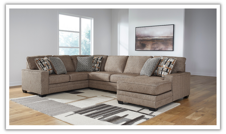 Cannonbrook 3-Piece Sectional with Chaise in Nutmeg-Jennifer Furniture 