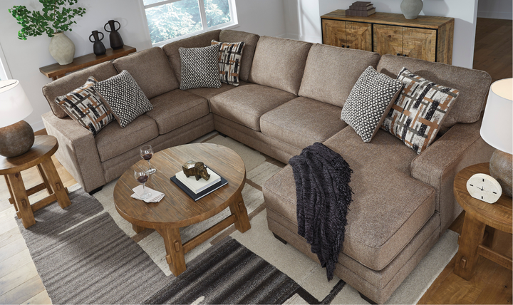 Cannonbrook 3-Piece Sectional with Chaise in Nutmeg-Jennifer Furniture 