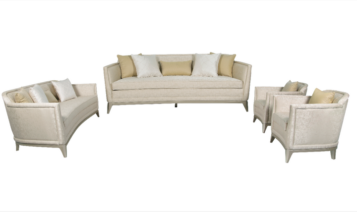 Caradome 3-Seater Fabric Beige Sofa with 5 Accent pillows