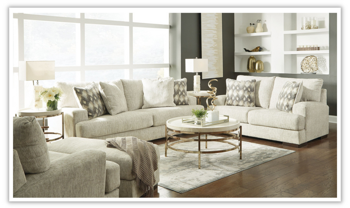 Ashley  Caretti 2 Pieces Beige Living Room Set with Recessed Arms