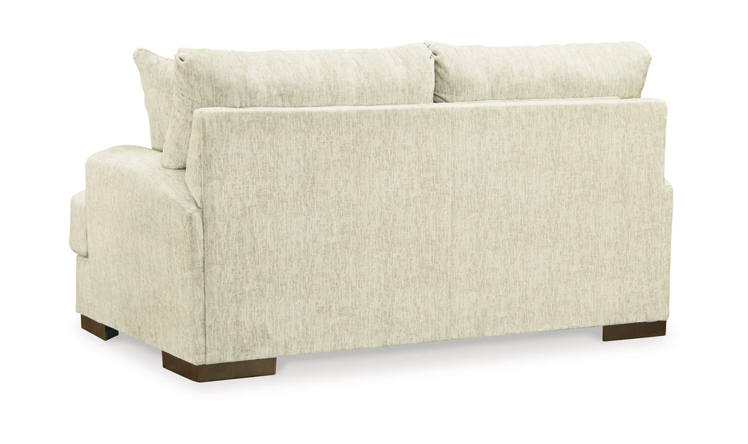 Ashley  Caretti Recessed Arm Loveseat in Parchment Fabric