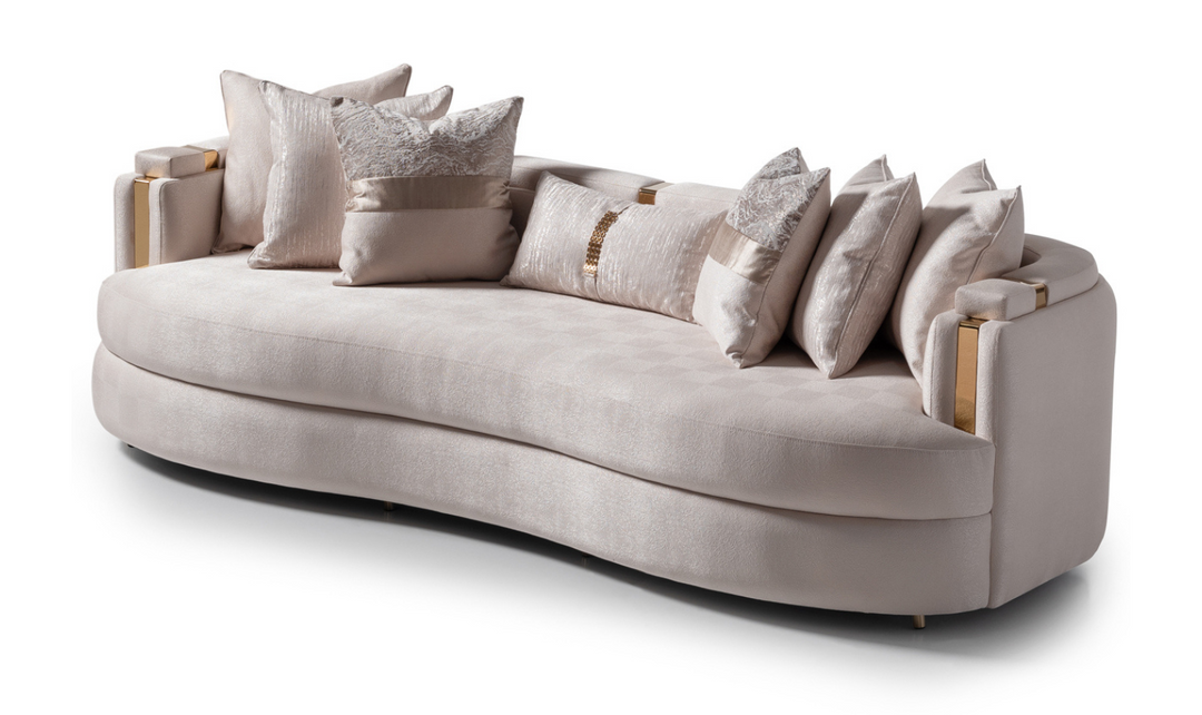 AICO Carmela 3 Seater Fabric Sofa with Metal Band Arms