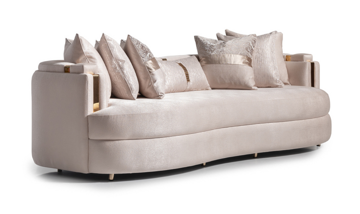 AICO Carmela 3 Seater Fabric Sofa with Metal Band Arms