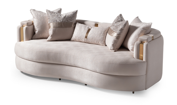 AICO Carmela 3 Seater Fabric Sofa with Metal Band Arms