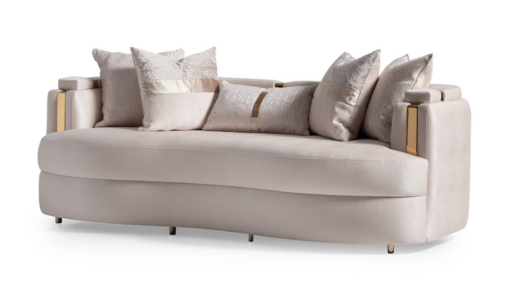 AICO Carmela 3 Seater Fabric Sofa with Metal Band Arms