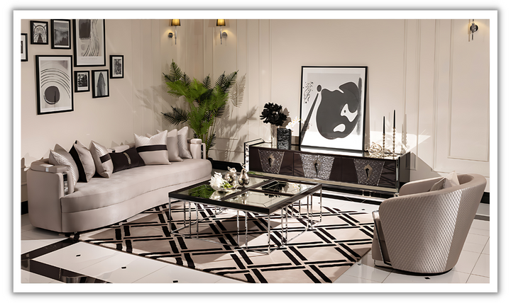 Carmela Living Room Set with Metal Band Arms