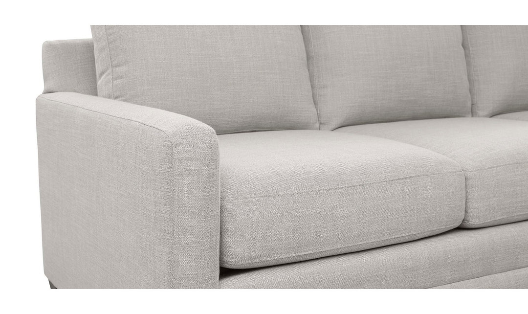 Bassett Carolina Stationary Fabric Sofa with Thin Track Arm in Gray