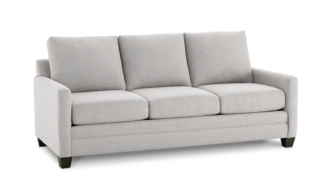 Bassett Carolina Stationary Fabric Sofa with Thin Track Arm in Gray