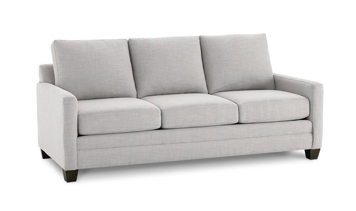 Bassett Carolina Stationary Fabric Sofa with Thin Track Arm in Gray