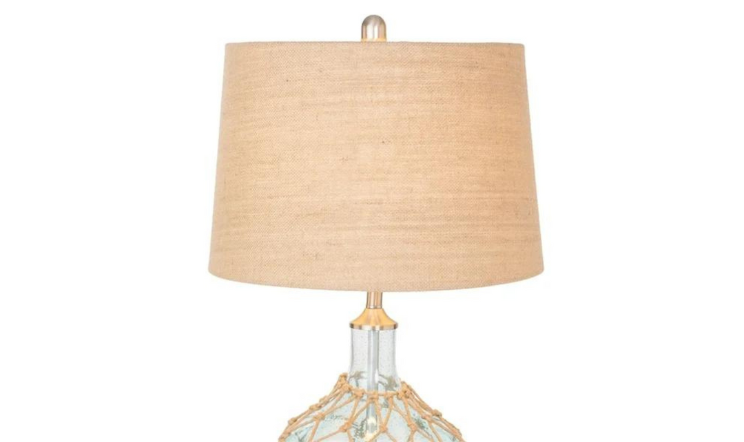 Cast 28" Bubble Glass Coastal Table Lamp Rope (Set of 2)