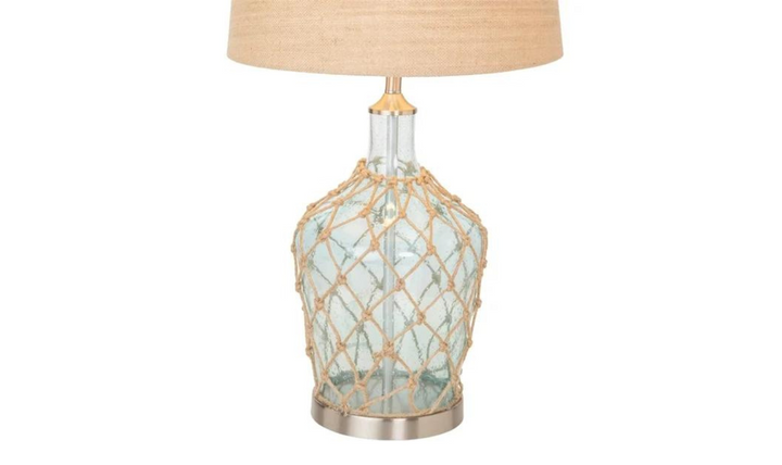 Cast 28" Bubble Glass Coastal Table Lamp Rope (Set of 2)