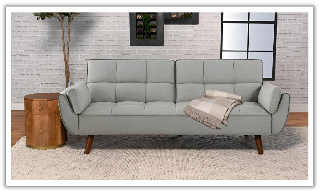 Caufield Biscuit-Tufted Gray Fabric Sleeper Sofa Bed-Jennifer Furniture