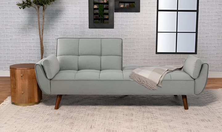 Caufield Biscuit-Tufted Gray Fabric Sleeper Sofa Bed-Jennifer Furniture