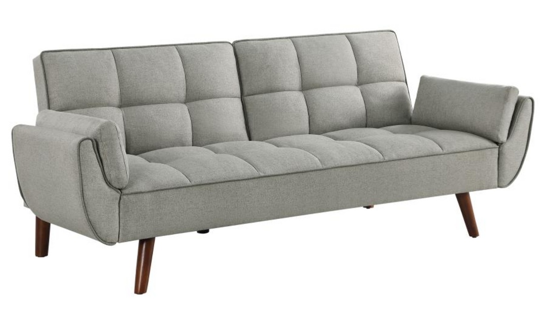 Caufield Biscuit-Tufted Gray Fabric Sleeper Sofa Bed-Jennifer Furniture