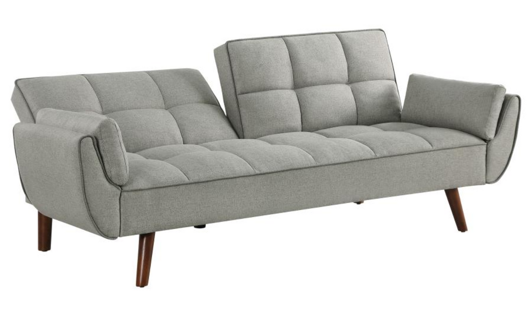 Caufield Biscuit-Tufted Gray Fabric Sleeper Sofa Bed-Jennifer Furniture