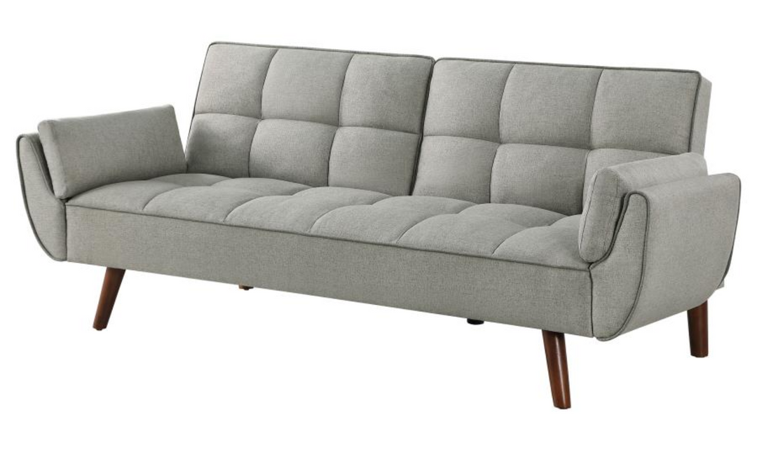 Caufield Biscuit-Tufted Gray Fabric Sleeper Sofa Bed-Jennifer Furniture