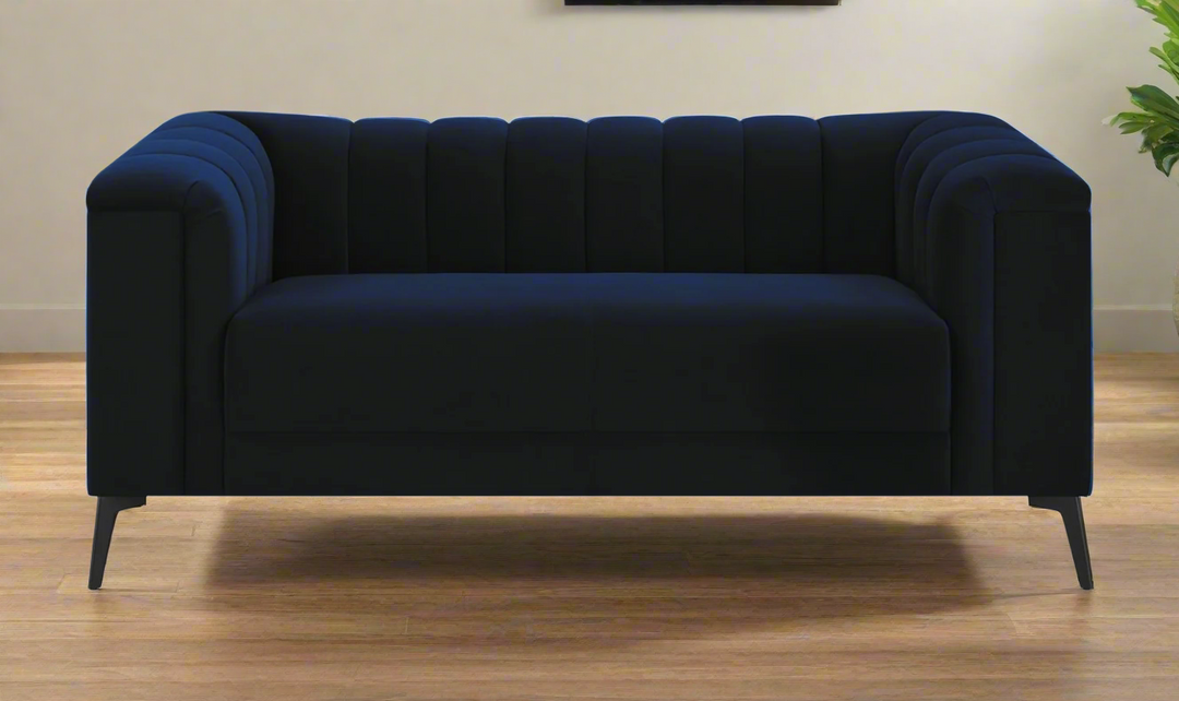 Coaster Furniture Chalet Tufted Blue Velvet Fabric Loveseat-Jennifer Furniture