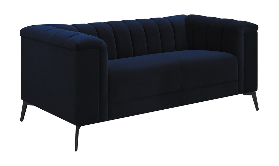 Coaster Furniture Chalet Tufted Blue Velvet Fabric Loveseat-Jennifer Furniture