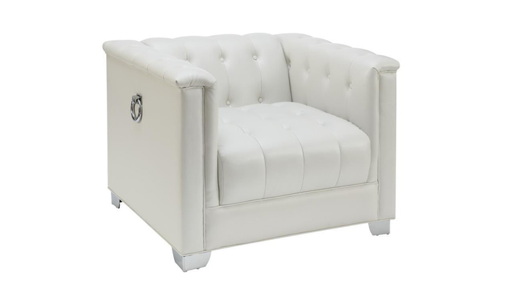 Chaviano Button Tufted Cushion Chair In White