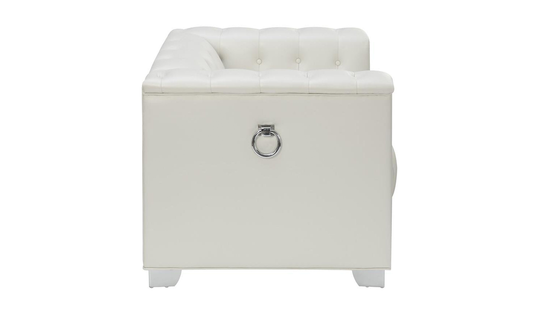 Chaviano Button Tufted Cushion Chair In White