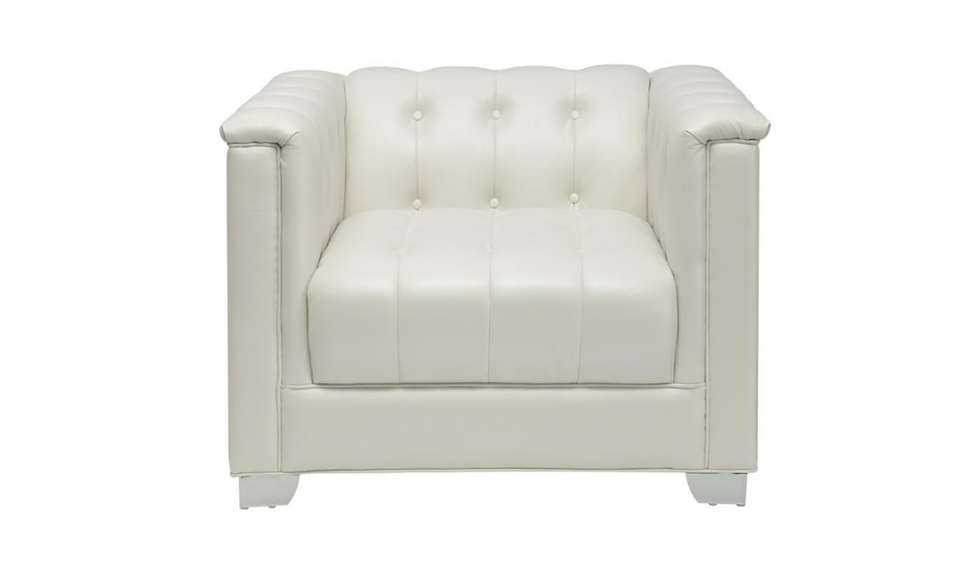 Chaviano Button Tufted Cushion Chair In White