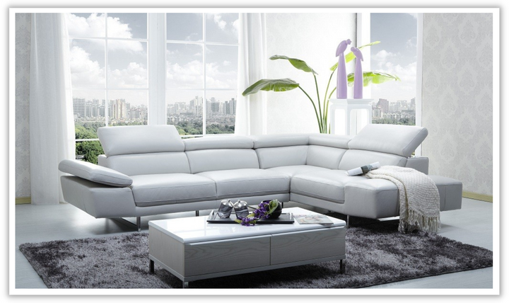 Jennifer Italia Cinephile 3-Seater Italian Leather Sectional Sofa in White