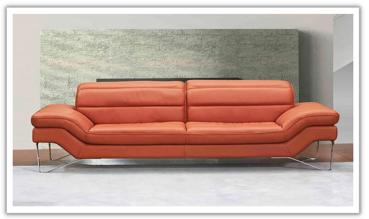 Jennifer Italia Cinetique 2-Seater Orange Leather Sofa with Adjustable Headrest