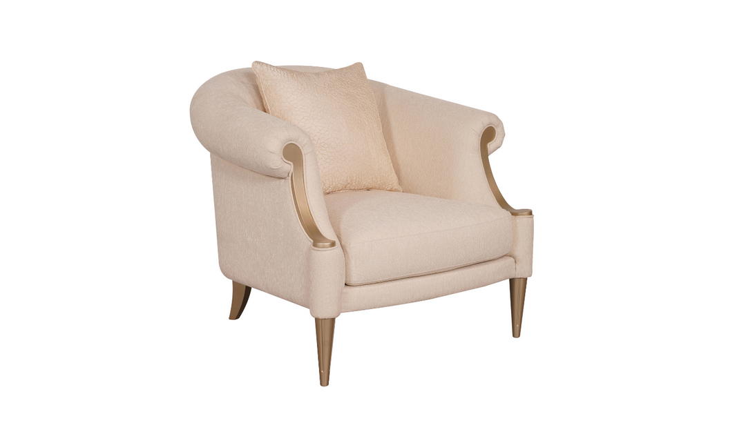 Gio Italia Clarkson Fabric Armchair with Curved Rolled Arms in Beige