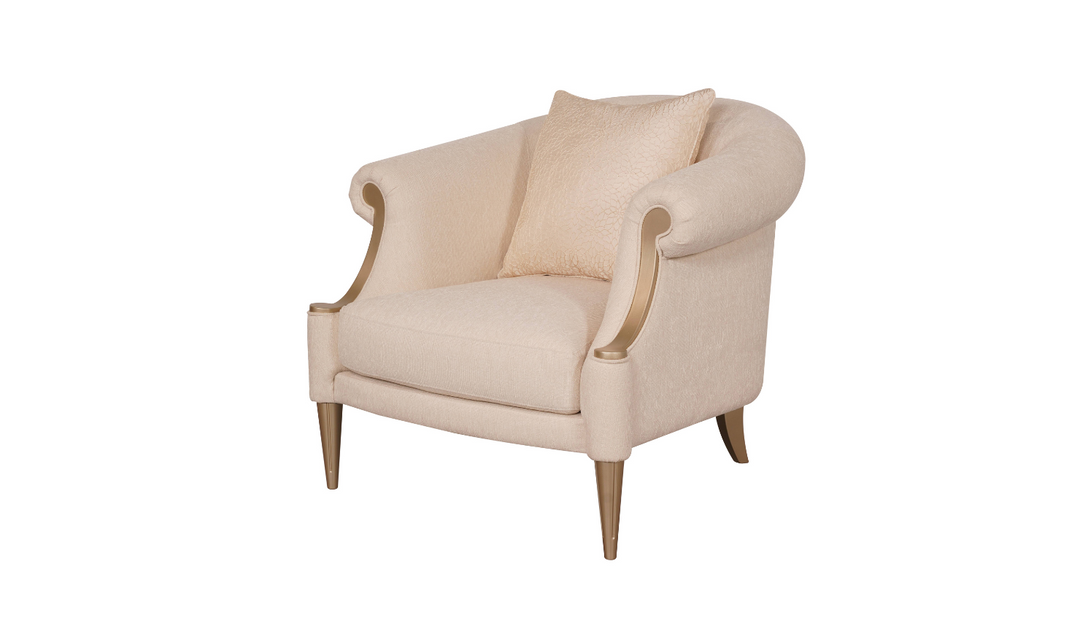 Gio Italia Clarkson Fabric Armchair with Curved Rolled Arms in Beige