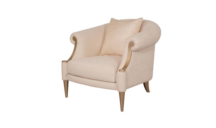 Gio Italia Clarkson Fabric Armchair with Curved Rolled Arms in Beige