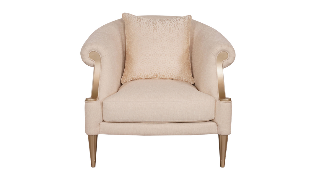 Gio Italia Clarkson Fabric Armchair with Curved Rolled Arms in Beige