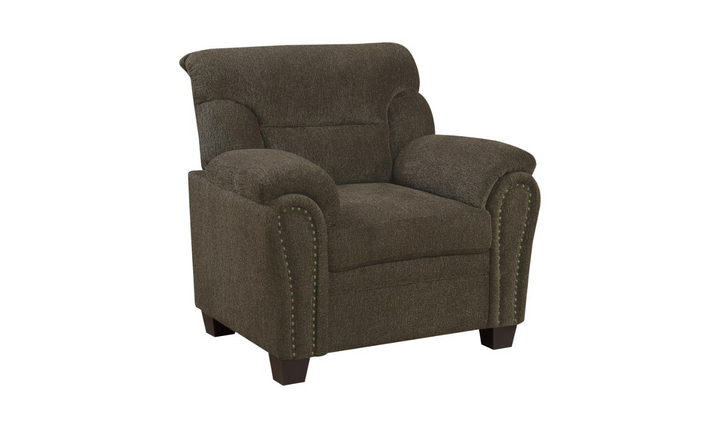 Clementine Upholstered Chair with Nailhead Trim Grey and Brown-Jennifer Furniture