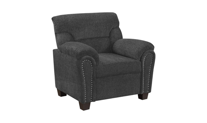 Clementine Upholstered Chair with Nailhead Trim Grey and Brown-Jennifer Furniture