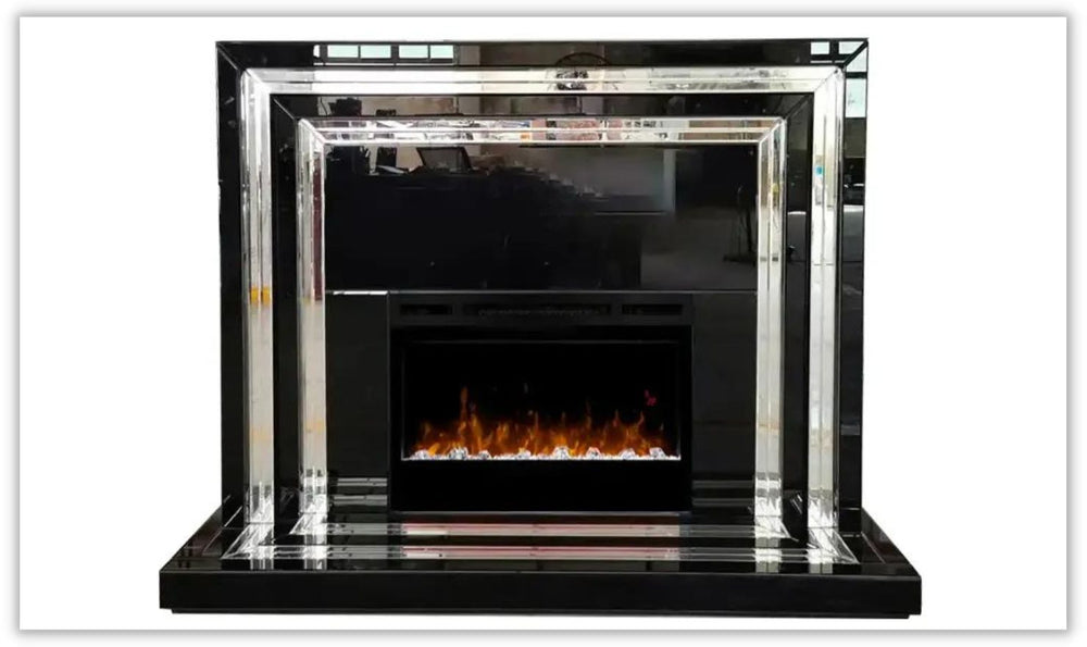 CNC Industrial Mirrored Electric Fireplace Mantle