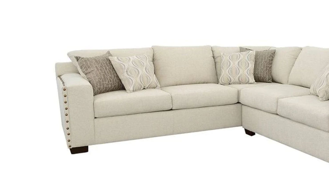 Coaster Aria 4-Seater L-Shaped Chenille Fabric Sectional Sofa in Beige