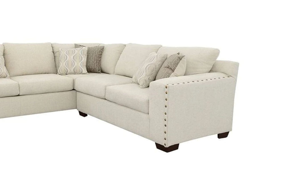 Coaster Aria 4-Seater L-Shaped Chenille Fabric Sectional Sofa in Beige