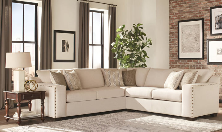 Coaster Aria 4-Seater L-Shaped Chenille Fabric Sectional Sofa in Beige