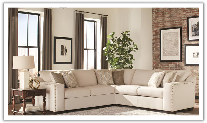 Coaster Aria 4-Seater L-Shaped Chenille Fabric Sectional Sofa in Beige