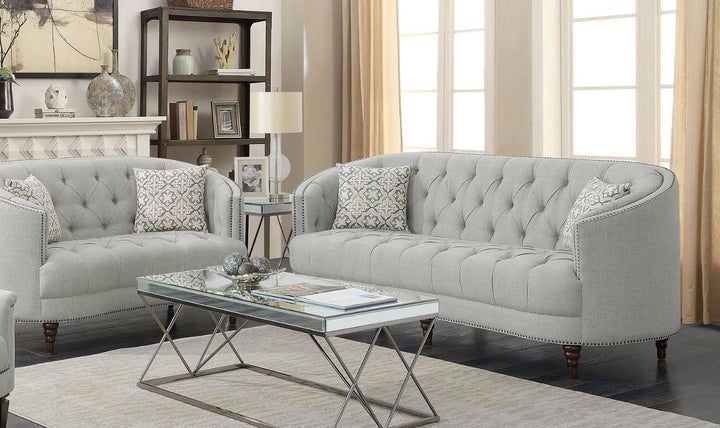 Coaster Avonlea 3-Seater Fabric Tufted Sofa with Recessed Arms