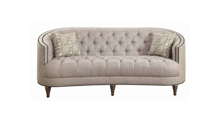 Coaster Avonlea 3-Seater Fabric Tufted Sofa with Recessed Arms