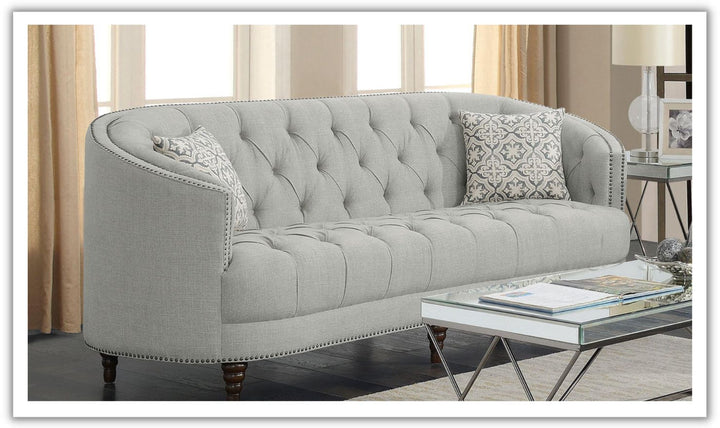 Coaster Avonlea 3-Seater Fabric Tufted Sofa with Recessed Arms