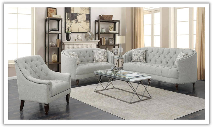 Coaster Avonlea Tufted Velvet Living Room Set in Gray