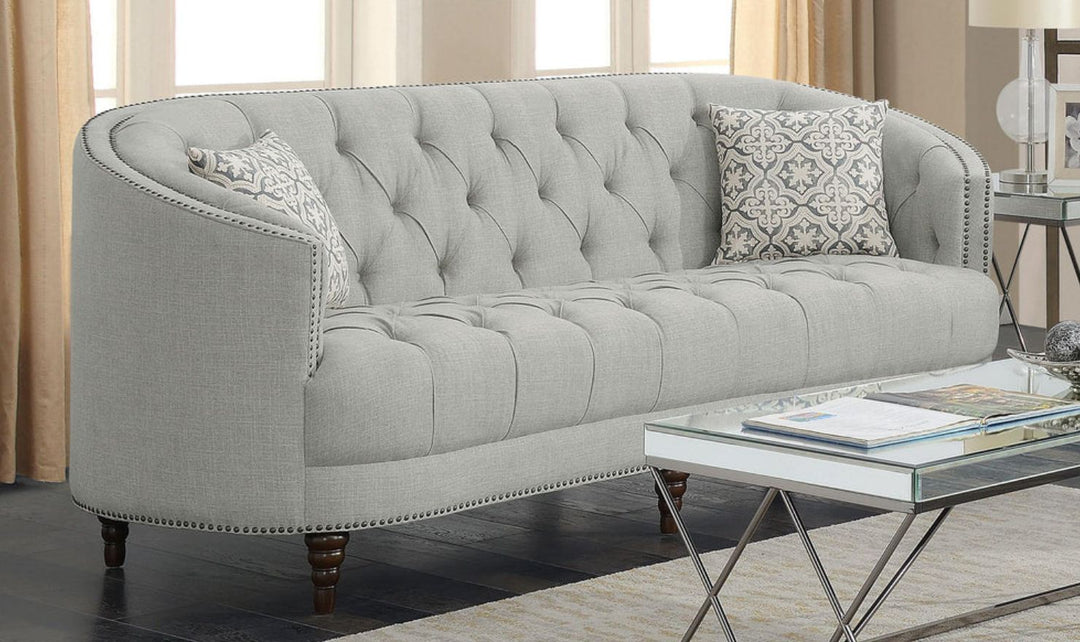 Coaster Avonlea Tufted Velvet Living Room Set in Gray