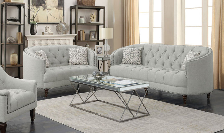 Coaster Avonlea Tufted Velvet Living Room Set in Gray