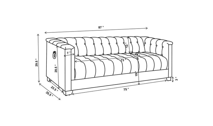 Coaster Chaviano 3-Seater Tufted Faux Leather Sofa in Pearl White