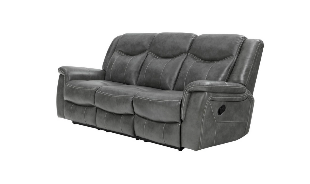 Coaster Conrad 3-Seater Leather Recliner Sofa in Gray