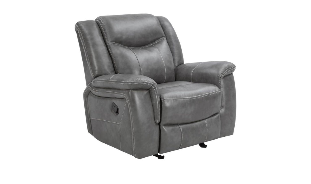 Coaster Conrad Leather Manual Recliner Chair in Gray