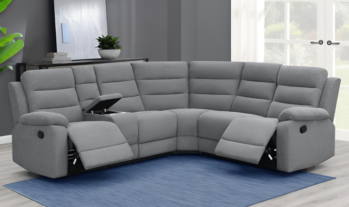 Coaster David 3-piece Motion Sectional with Pillow Arms Smoke-Jennifer Furniture